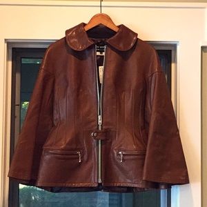 New, Leather corseted Cape jacket…Size M Fitting is Small 
No Sleeves…